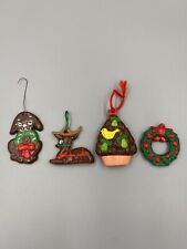 Vintage Ceramic Hand Painted Handmade Homemade Christmas Ornaments Lot of 4 picture