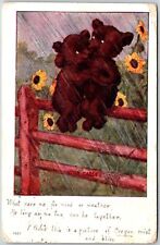 1909 Romantic Bears Series Hugging Each Other With Message At Bottom Postcard picture