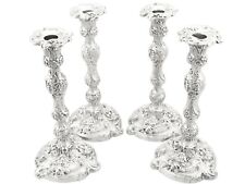 Cast Sterling Silver Candlesticks Antique George IV picture