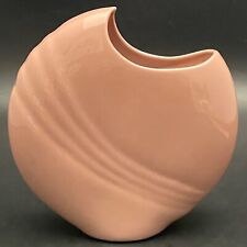 United Pottery Art Deco Style Pink Mauve Round Tilt Vase c1980s Made in USA 6