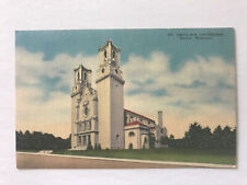 Postcard NE Omaha Nebraska St. Cecilia's Cathedral Street View c1940's picture