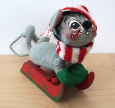 Vtg Annalee Mouse on Red Sled Stocking Cap Scarf Christmas Doll picture