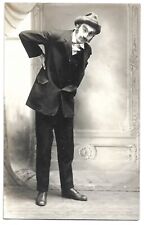 Peculiar Man With Fake or Bushy Eyebrows / Facial Antique RPPC Photo Postcard picture