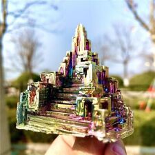 Natural Aura Rainbow Bismuth Titanium Geode Quartz Healing Crystal Specimens 1PC picture