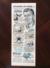1947 vintage original color ad Gillette Safety Razor Chalmers “Slick” Goodlin  picture