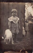 RPPC Covington IN Indiana James Johnson Puppy Dog Sisters Photo Postcard D22 picture