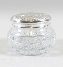 Carrs of Sheffield Cut Crystal Dresser Jar with Sterling Repousse Lid  2001 picture