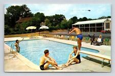 Southport Connecticut Pequot Motor Inn, Pool, Bathers Postcard 1975 picture