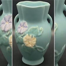 Weller Pottery Bouquet Morning Glory Amphora Blue Vase 1935-39 Made in USA 9