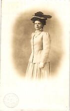 Real Photo RPPC Postcard Fashionable Lady Wearing Hat Gloves 1910s Unused picture