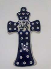 Handmade Polish Pottery Cross Wall Decor, Made In Poland picture