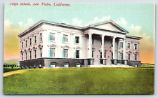 Original Old Antique Vintage Outdoor Postcard High School San Pedro California picture