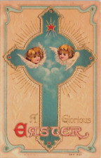 Antique Postcard A Glorious Easter Cross Angels 1911 picture