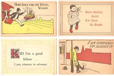 Lot of 4 Antique Comic Humor Postcards Early 1900s; 1 Embossed, All Unused picture