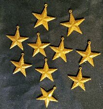 Lot Of 10 Miniature Gold Glittered Christmas Star Feather Tree Ornaments picture
