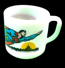 1971 SUPERMAN Coffee MUG CUP 8 oz - Federal Glass DC COMICS Vintage Milk Glass picture