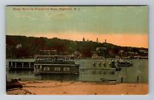 Highlands NJ-New Jersey, House Boats, Shrewsbury River, Vintage Postcard picture