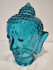 Glass BUDDHA HEAD, SKY BLUE,  Life Size Mannequin Buddha Head for Decor. picture