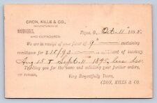 J98/ Piqua Ohio Postcard c1892 Cron, Kills, & Company Wardrobes Bill 47 picture