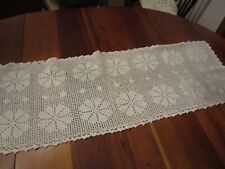 Vintage Ivory hand crochet lace table runner 45 x 14