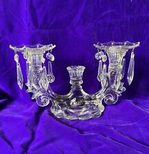 Vintage glass 3 arm candelabra with detachable bobeche/prisms from the 1930's picture
