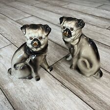 Staffordshire Pekingese Pug Dog Figurines Set 2 Taiwan RARE 9” Tall Foo dogs EUC picture