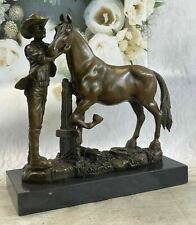 Signed Original Cowboy Horse Western Art Bronze Sculpture Figure Statue Artwork picture