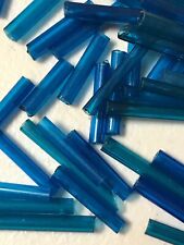 Loose Beads Tube Glass Antique Findings Aqua Blue Large 25mm to 40mm picture