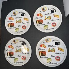 Quadrifoglio Set Of 4 Cheese Themed Ceramic Luncheon Plates 8” Italian Pottery picture