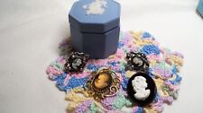 Vintage Wedgwood Blue Cameo Miniature Trinket Box w Cameo Jewelry picture