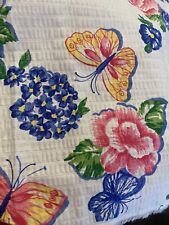 Vintage Cotton Seersucker Fabric Tandem Textiles #7520 Pink Blue Butterflies BTY picture