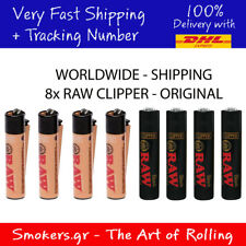 8x RAW CLIPPER Full Size Flint Lighter Refillable RAW MULTI COLOUR picture