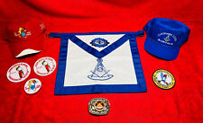 VTG Freemasonry Masonic Shriner LOT  *Apron+Golf Hats+Rare Patches+Belt Buckle* picture