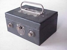 Antique Miniature Double Lock Box Tin Savings Bank picture