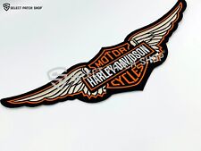 Harley Davidson Embroidered Patch Harley Orange Logo Wing 15