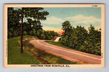 Roseville IL-Illinois, Scenic Greetings, Roadway, Antique, Vintage Postcard picture