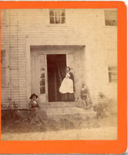 Three Women In the Doorway of a Large House, Unknown Location--Stereoview H78 picture