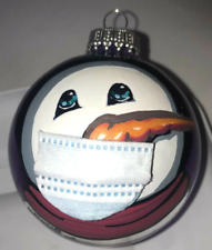 2020Covid Mask Christmas Ornament Snowman Ornament- Hand Painted, Glass picture