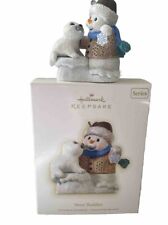 Hallmark 2009 Snow Buddies Buddy & Baby Seal Blue Scarf Ornament 12th In Series picture