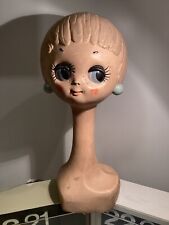 COLLECTIBLE TWIGGY MANNEQUIN HEAD. HAT HOLDER. 1960s. MADE IN FRANCE. 16