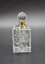 Vintage Clear Crystal Glass Small 4.5” Perfume Fragrance Bottle Floral Sides picture