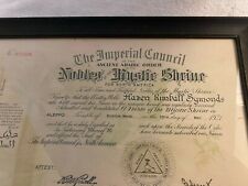 Nobles of the Mystic Shrine Arabic Ancient Order Imperial Council Cert. 1921 picture