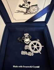 Rare Mickey Mouse Steamboat Willie Brooch, Swarovski Crystals & Enamel picture