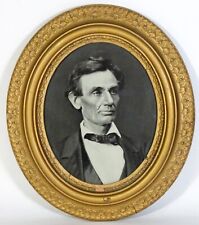 Antique Oval PICTURE FRAME w/ Gesso Ornament-ABRAHAM LINCOLN Photograph Print picture