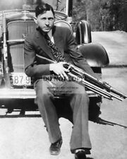 CLYDE BARROW HOLDING MACHINE GUN BONNIE AND CLYDE CRIMINAL - 8X10 PHOTO (BT615) picture
