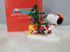 Peanuts Dept 56 Snoopy Ceramic Christmas Ornament Snoopy Singing Carols picture