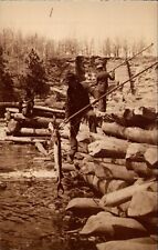 Lower Dells Wisconsin Spearing Sturgeon 1880s photo by HH Bennett art postcard picture