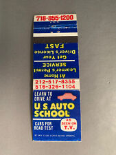 Vintage 1970s-1980s U.S. Auto School Matchbook Cover New York TV Ad Driving Vtg picture