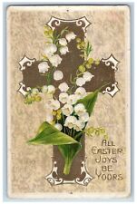 Easter Postcard Holy Cross Flowers Embossed Dallas Texas TX 1909 Posted Antique picture