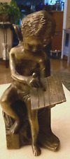 Vintage Cherub Heavy Brass Statue Figurine Putt Angel Figure 8” picture
